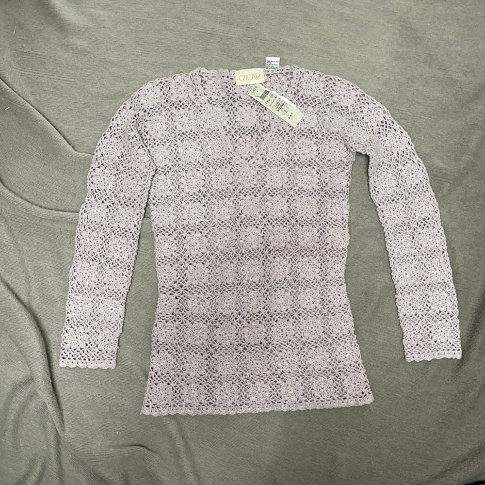 Caché Crochet Knit Top